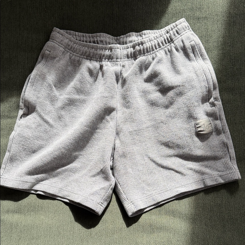 Alo Light Gray Textured Sweat Shorts - Men’s M